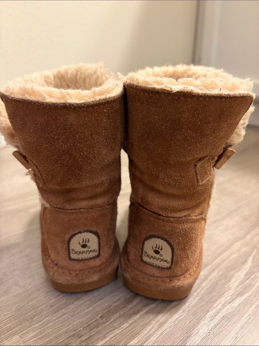 BearPaw Kids Chestnut Suede Shearling-Lined Boots